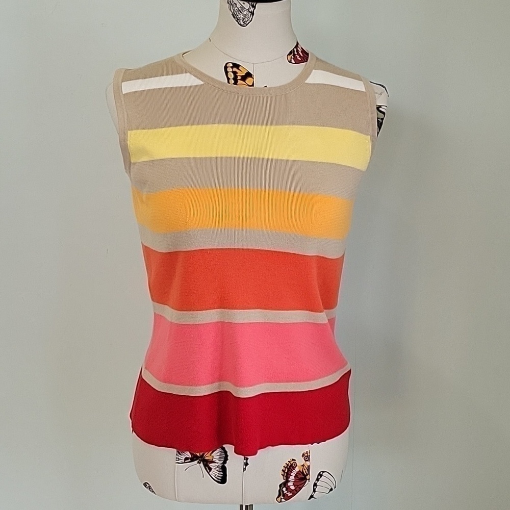 Valerie Stevens colorful striped sleeveless top.  100% cotton.  Size Small.